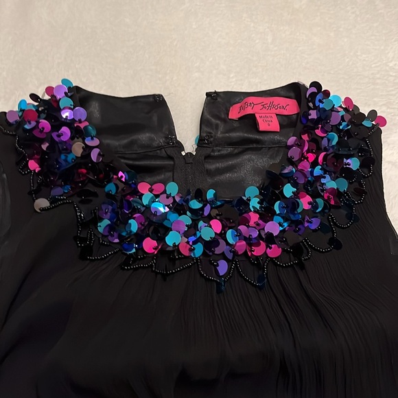 Betsey Johnson Silk Sequined and Beaded Dress 0 - Picture 2 of 16